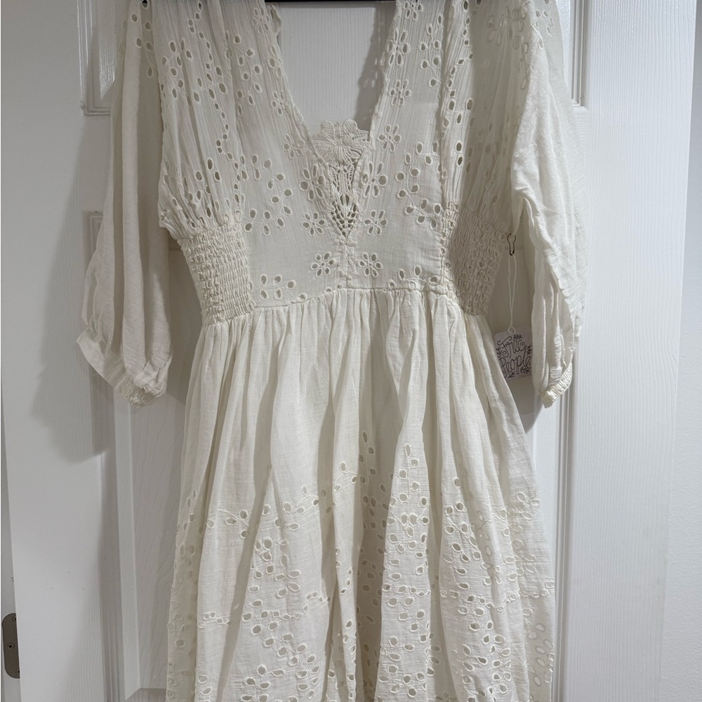 Free People Cream Long Sleeve Dress